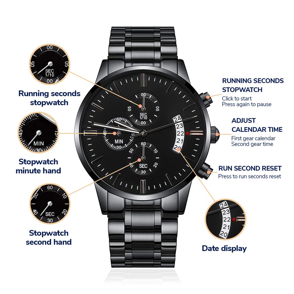 To My Man - When I Tell You I Love You Black Chronograph Watch - Starshine Box 