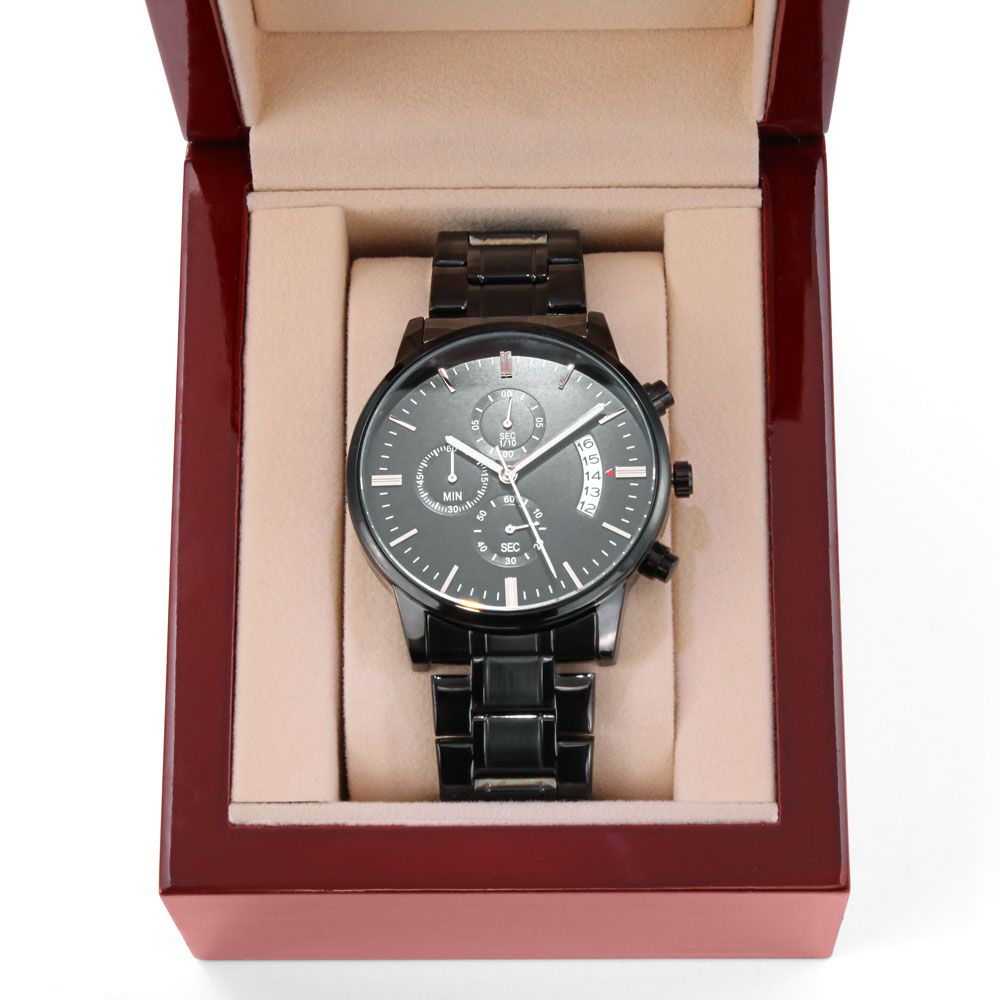 To My Man - When I Tell You I Love You Black Chronograph Watch - Starshine Box 