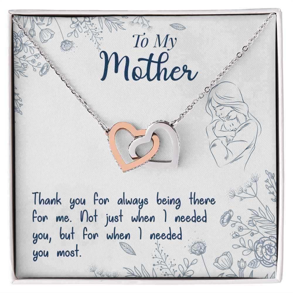 To My Mom- if there ever comes a day where we cant be together Interlocking Hearts Necklace