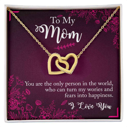 To My Mom- you are the person Interlocking Hearts Necklace