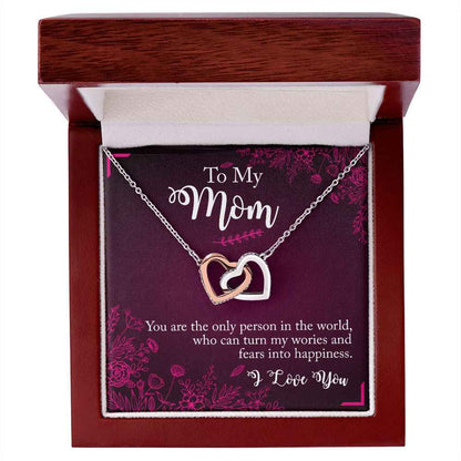 To My Mom- you are the person Interlocking Hearts Necklace