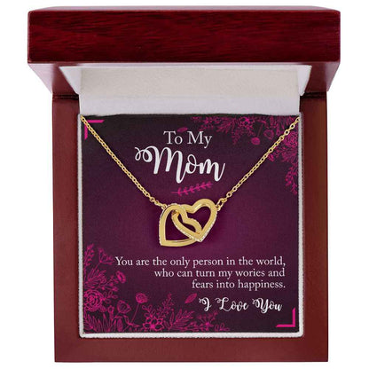 To My Mom- you are the person Interlocking Hearts Necklace