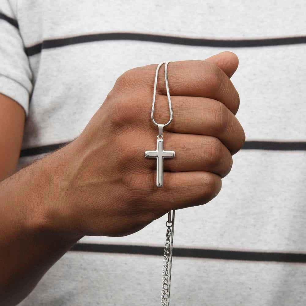 To My Mom Because of your belief in me Personalized Cross Necklace