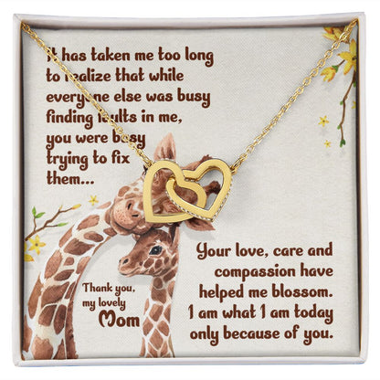 To My Mother- It has taken me Final Interlocking Hearts Necklace - StarShineBox -
