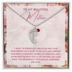 To My Mother- express my gratitude for your unwavering faith in me Custom Baby Feet Necklace with Birthstone