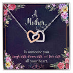 To My Mother- is someone you laugh with, dream with, and love with all your heart Interlocking Hearts Necklace