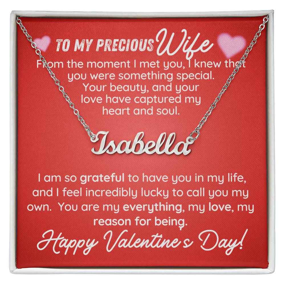 To My Precious Wife From The Moment I Met You, Personalized Name Necklace