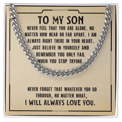 To My Son-Never Feel That  Cubin Link Chain - Starshine Box 