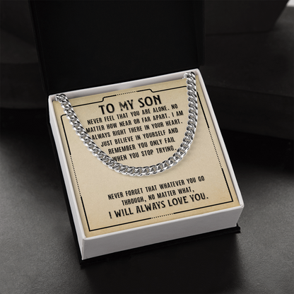 To My Son-Never Feel That  Cubin Link Chain - Starshine Box 