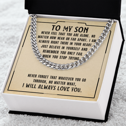 To My Son-Never Feel That  Cubin Link Chain - Starshine Box 