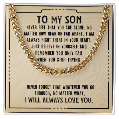 To My Son-Never Feel That  Cubin Link Chain - Starshine Box 