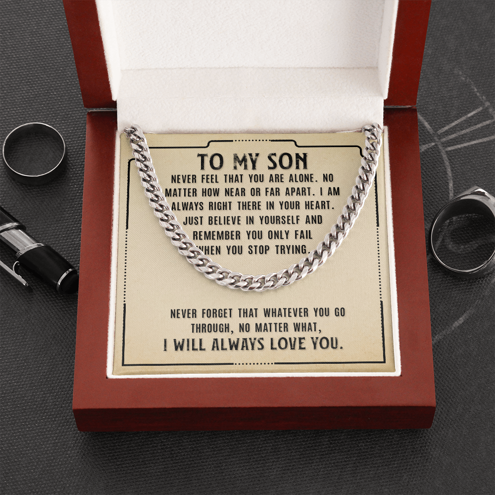 To My Son-Never Feel That  Cubin Link Chain - Starshine Box 