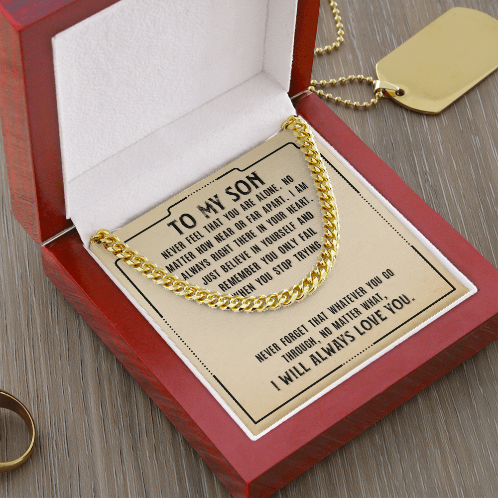 To My Son-Never Feel That  Cubin Link Chain - Starshine Box 
