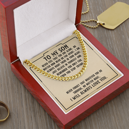 To My Son-Never Feel That  Cubin Link Chain - Starshine Box 