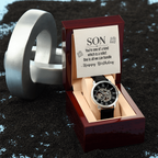 To My Son - you're one of a kind Men's Openwork Watch With Mahogany Box - StarShineBox -