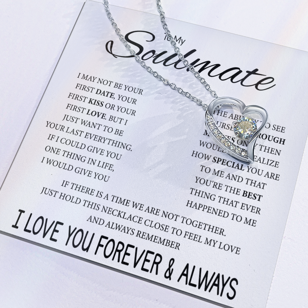 To My Soulmate I may not be your first date, your first kiss or your first love Forever Love Necklace