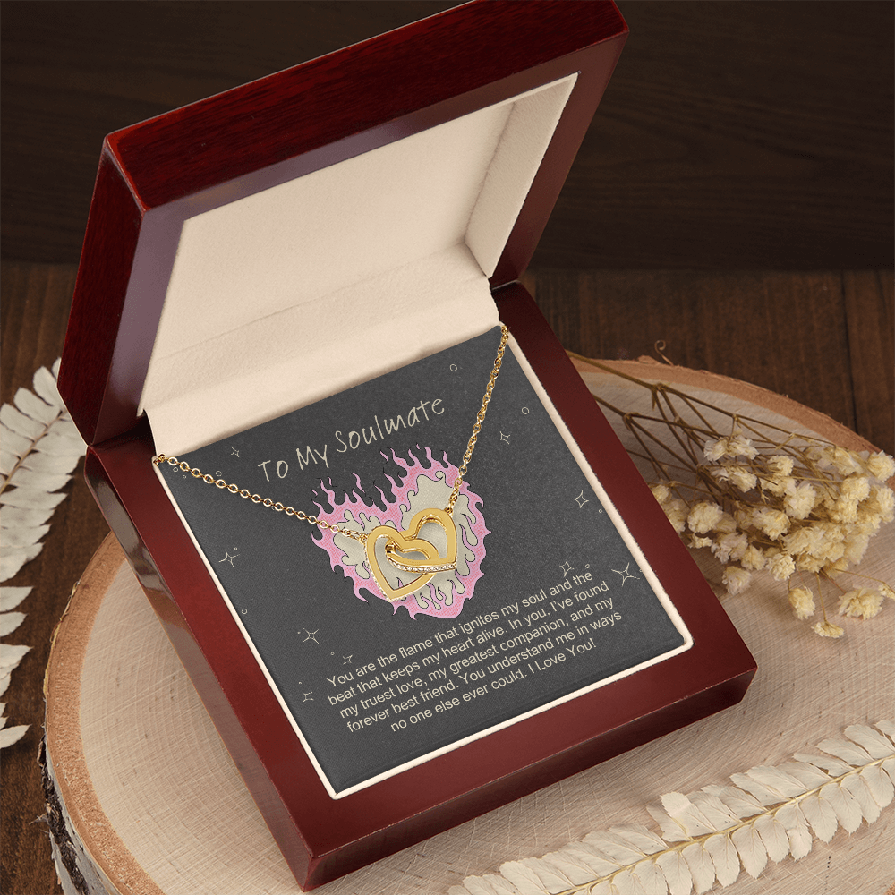 To My Soulmate  You are the flame that ignites my soul  Interlocking Hearts necklace - StarShineBox -