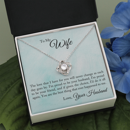 To My Wife - Proud To Be Your Husband The Love Knot Necklace - StarShineBox -