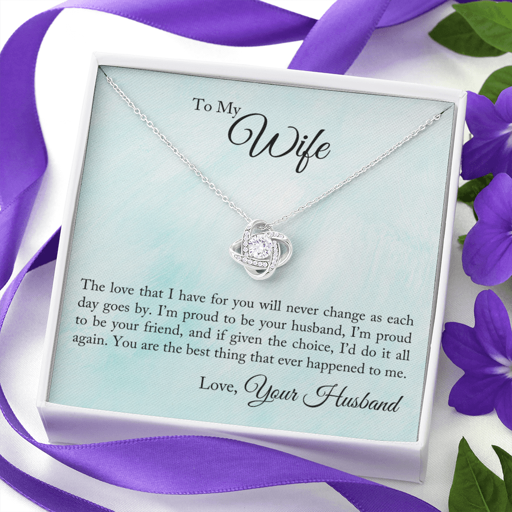 To My Wife - Proud To Be Your Husband The Love Knot Necklace - Starshine Box 