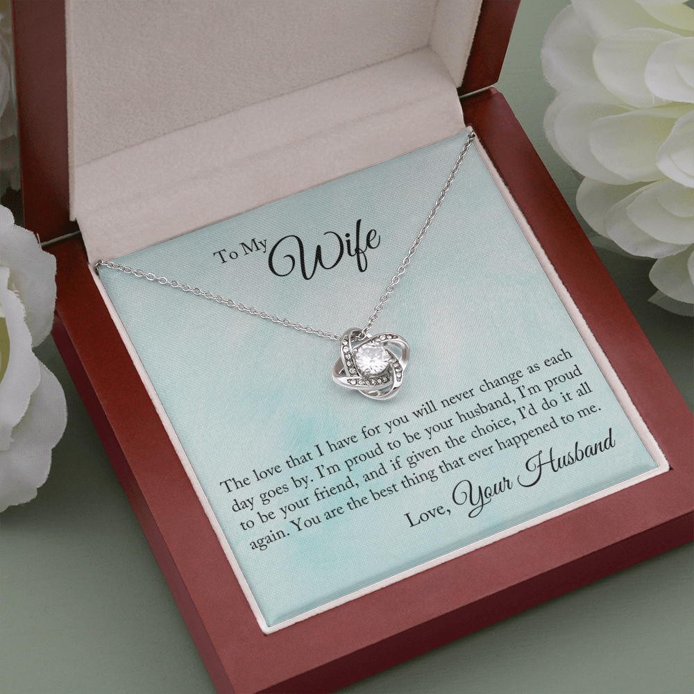 To My Wife - Proud To Be Your Husband The Love Knot Necklace - Starshine Box 