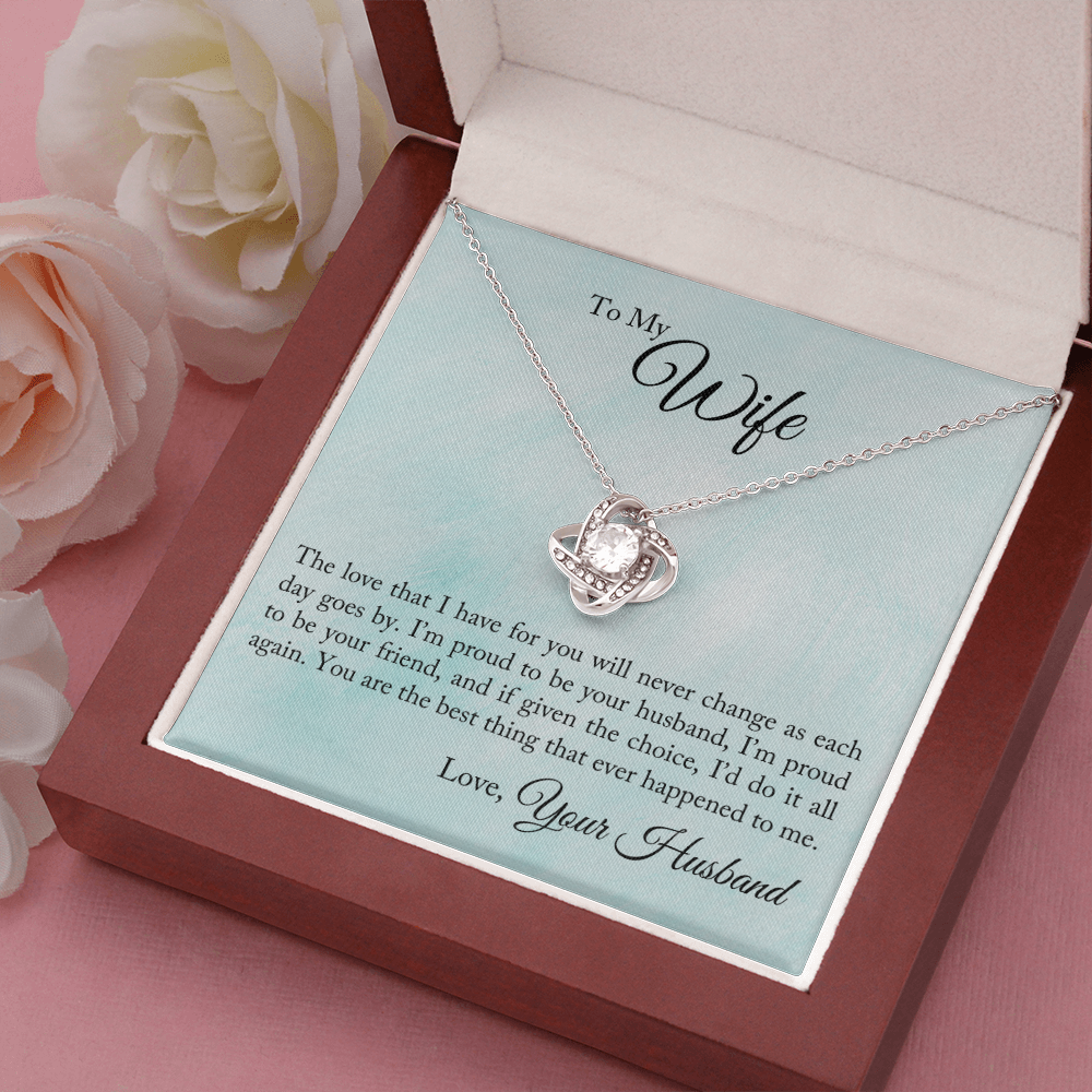 To My Wife - Proud To Be Your Husband The Love Knot Necklace - Starshine Box 