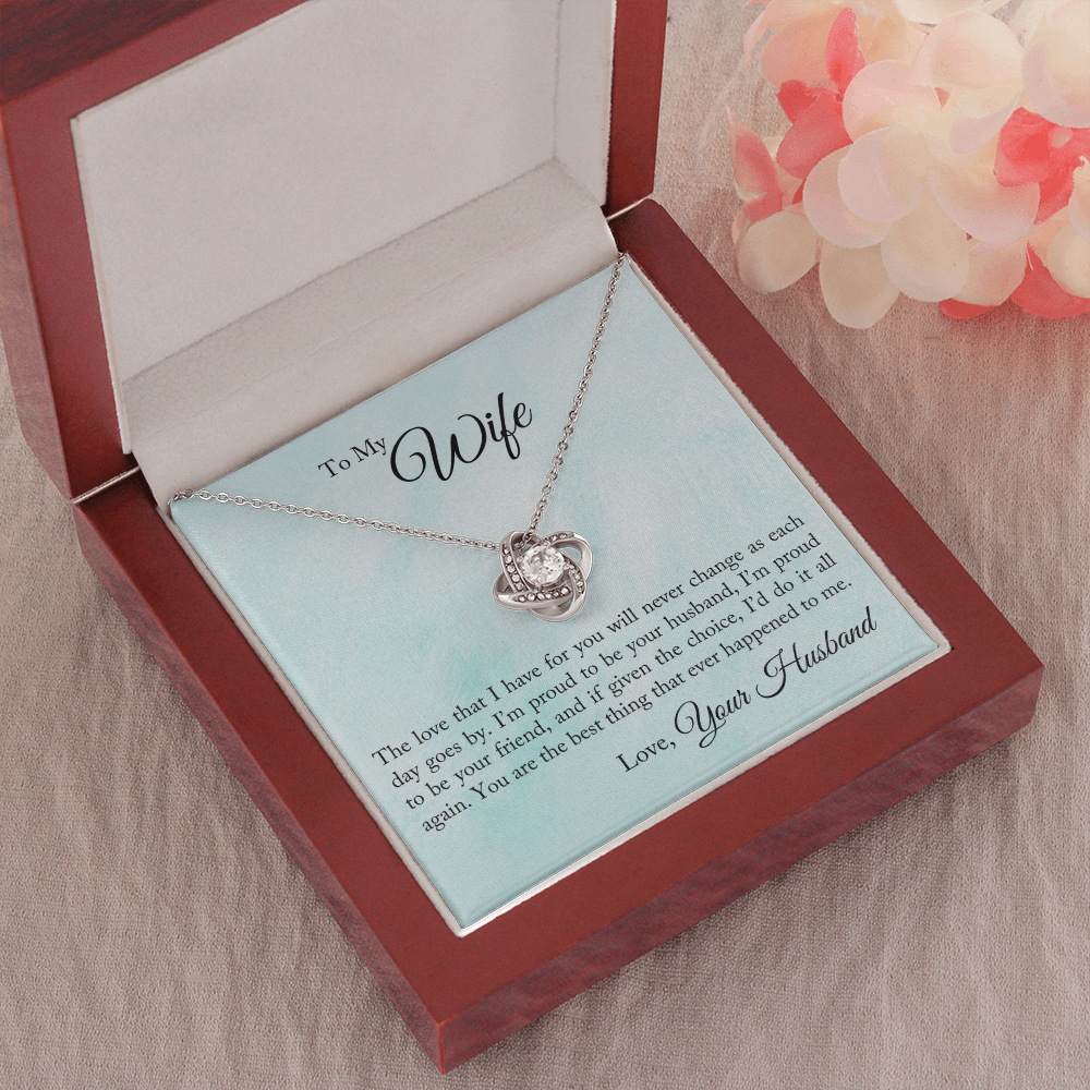 To My Wife - Proud To Be Your Husband The Love Knot Necklace - Starshine Box 