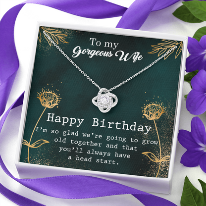To My Wife Happy Birthday Flowers - The Love Knot Necklace - StarShineBox -