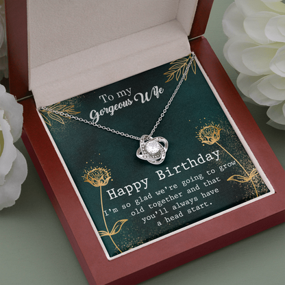 To My Wife Happy Birthday Flowers - The Love Knot Necklace - StarShineBox -