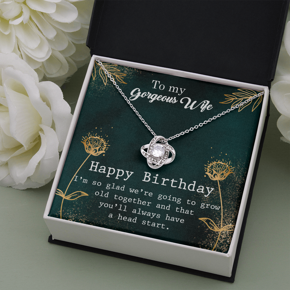 To My Wife Happy Birthday Flowers - The Love Knot Necklace - Starshine Box 
