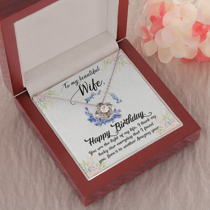 To My Wife Happy Birthday Purple Flowers - The Love Knot Necklace - StarShineBox -