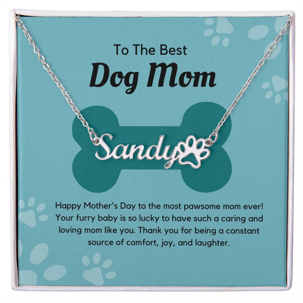 To The Best Dog Mom - Happy Mother's Day to the most pawsome mom ever! Paw Print Name Necklace - StarShineBox -