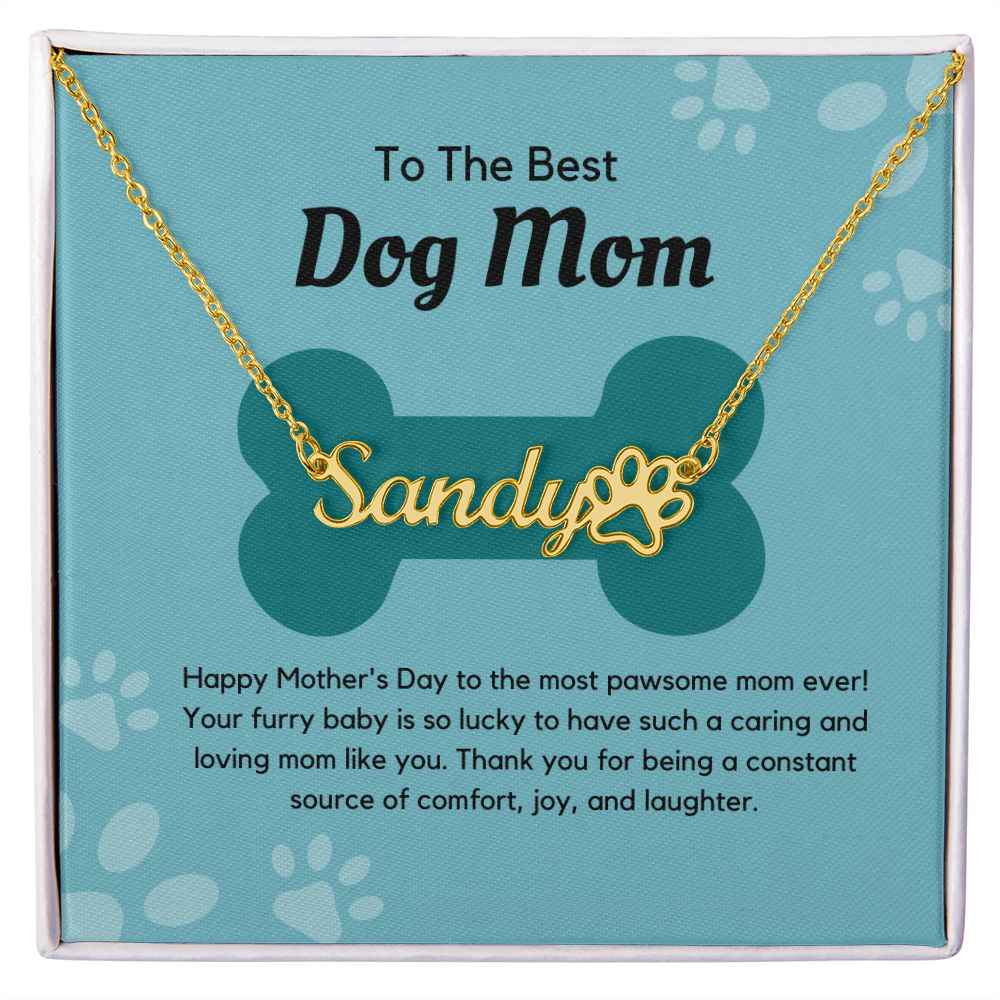 To The Best Dog Mom - Happy Mother's Day to the most pawsome mom ever! Paw Print Name Necklace