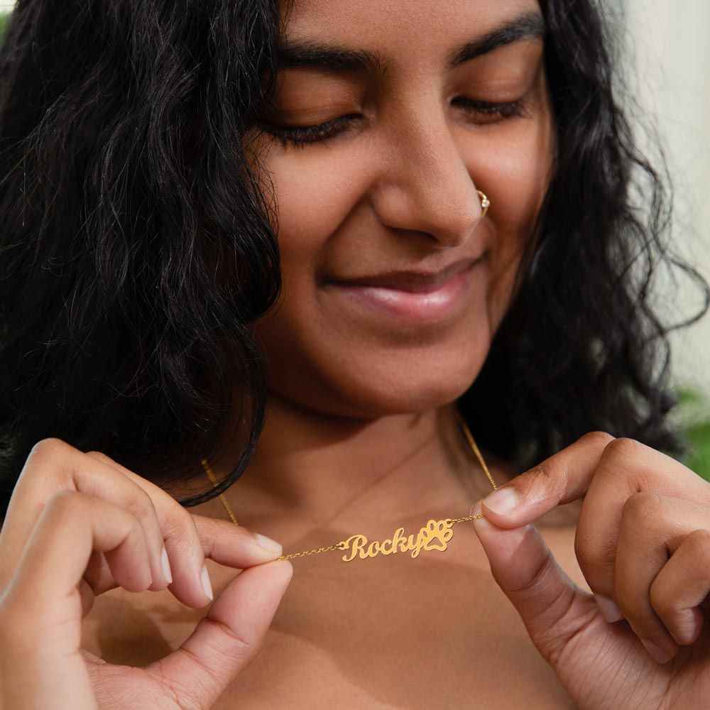 To The Best Dog Mom - Happy Mother's Day to the most pawsome mom ever! Paw Print Name Necklace