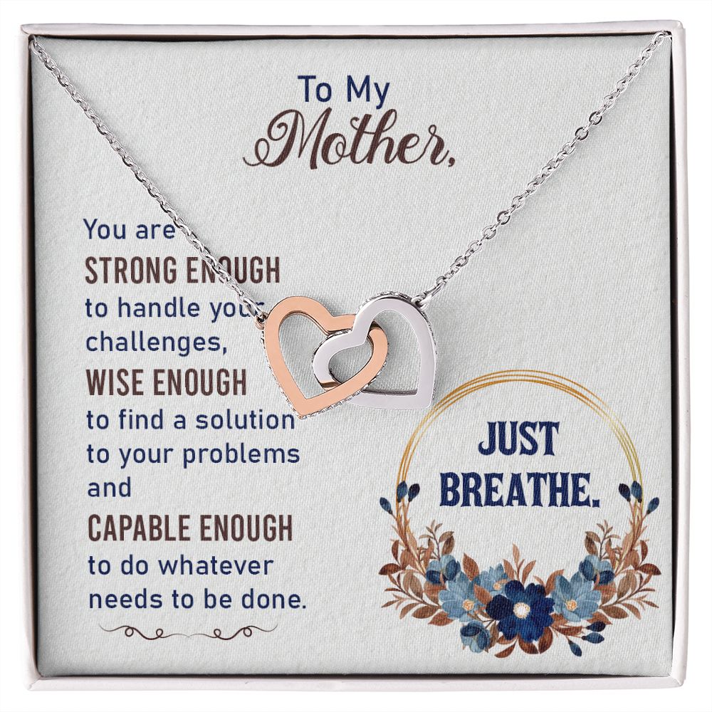 To my Mother-Just breathe Interlocking Hearts Necklace - StarShineBox -