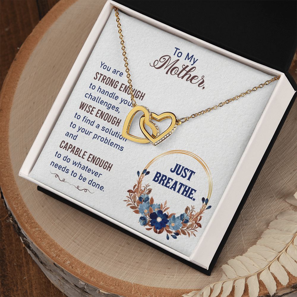 To my Mother-Just breathe Interlocking Hearts Necklace - StarShineBox -