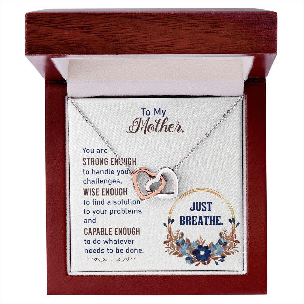 To my Mother-Just breathe Interlocking Hearts Necklace - StarShineBox -
