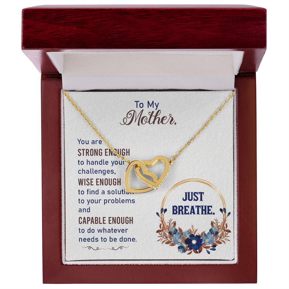 To my Mother-Just breathe Interlocking Hearts Necklace - StarShineBox -