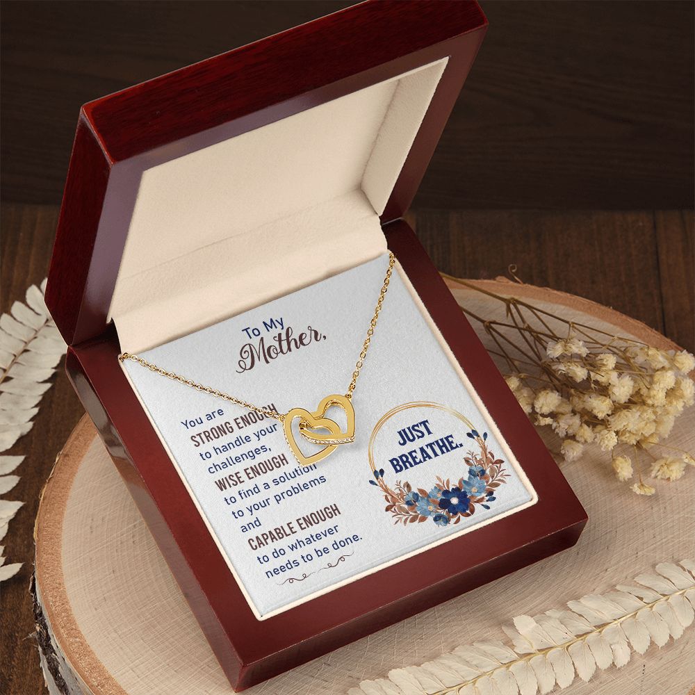 To my Mother-Just breathe Interlocking Hearts Necklace - StarShineBox -
