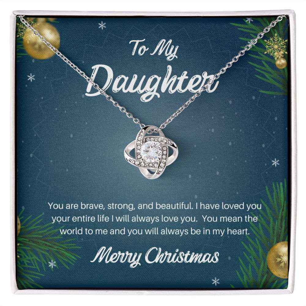 To my daughter you are brave Love Knot Necklace