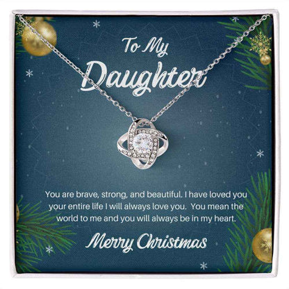 To my daughter you are brave Love Knot Necklace