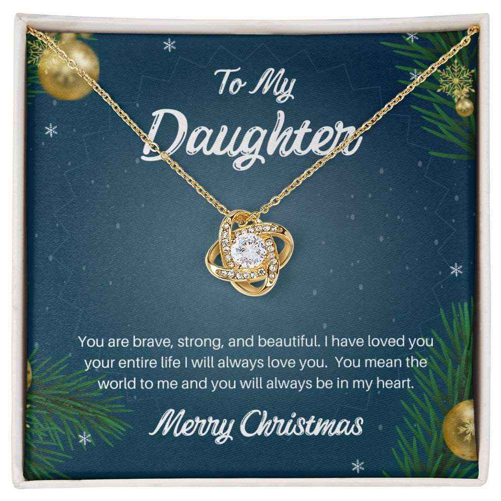 To my daughter you are brave Love Knot Necklace