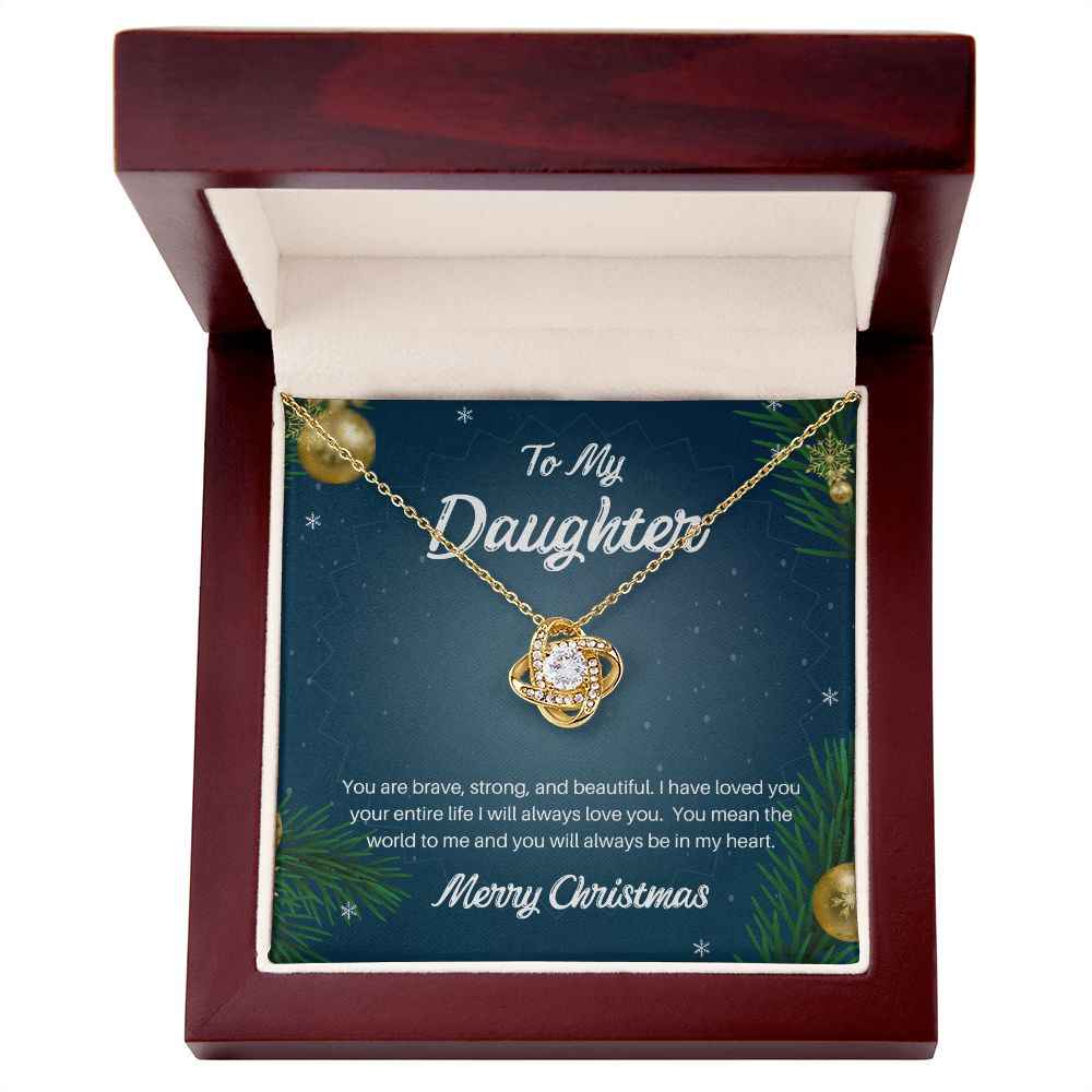 To my daughter you are brave Love Knot Necklace