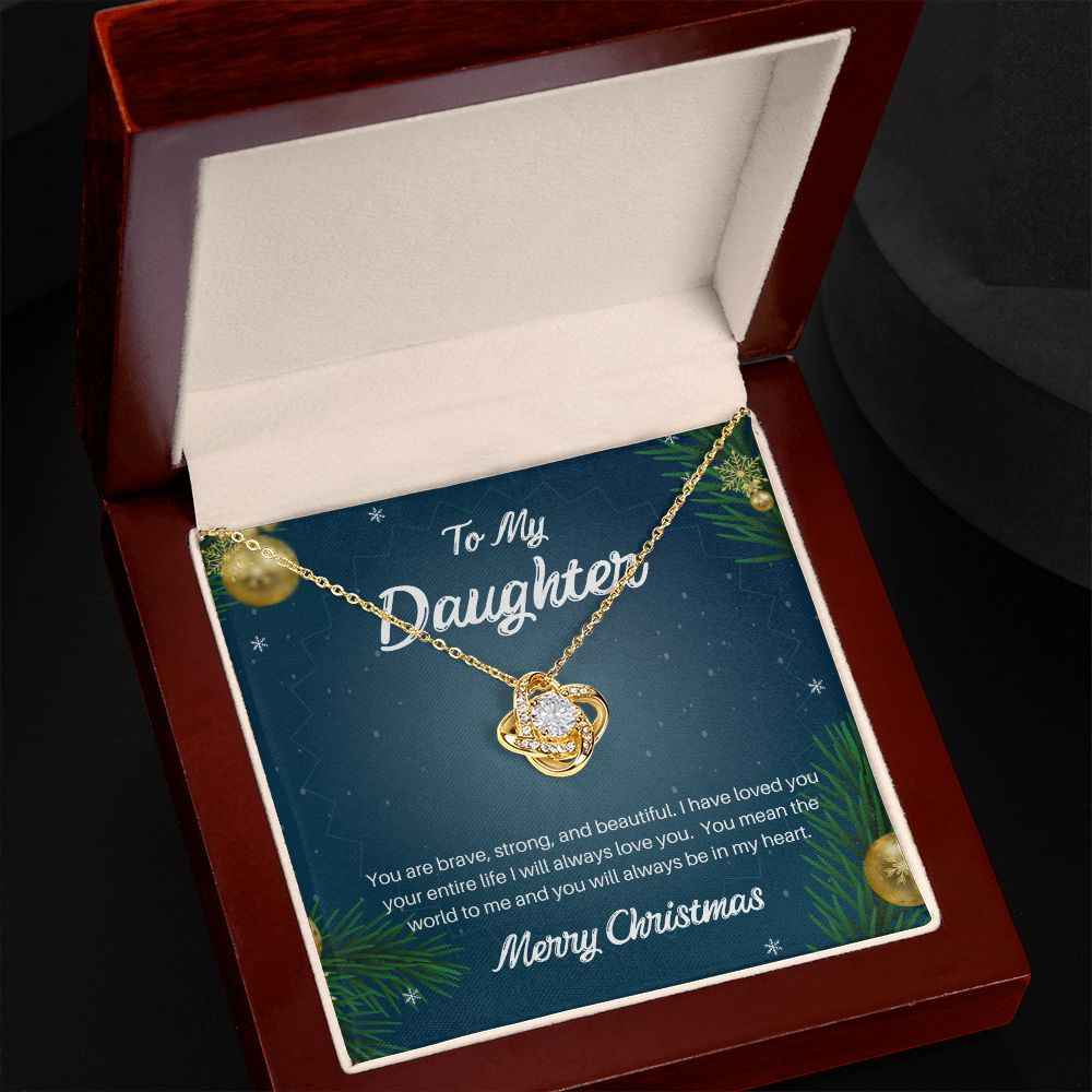 To my daughter you are brave Love Knot Necklace