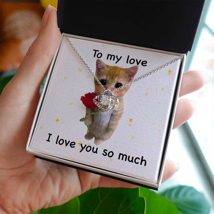 To my love- I love you so much cute cat Love Knot Necklace - StarShineBox -