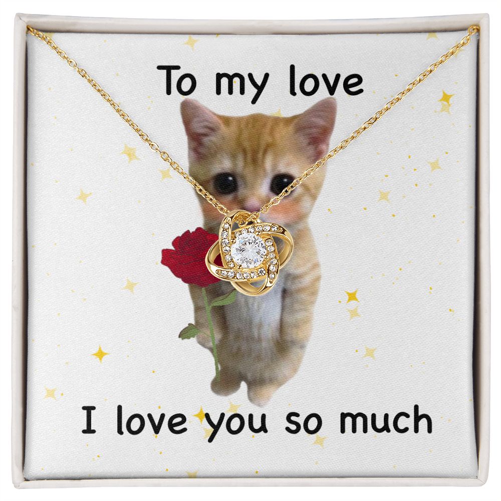 To my love- I love you so much cute cat Love Knot Necklace - StarShineBox -
