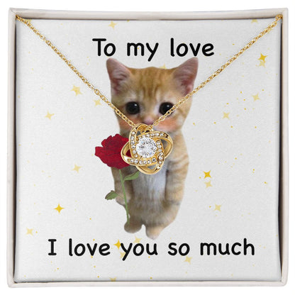 To my love- I love you so much cute cat Love Knot Necklace - StarShineBox -