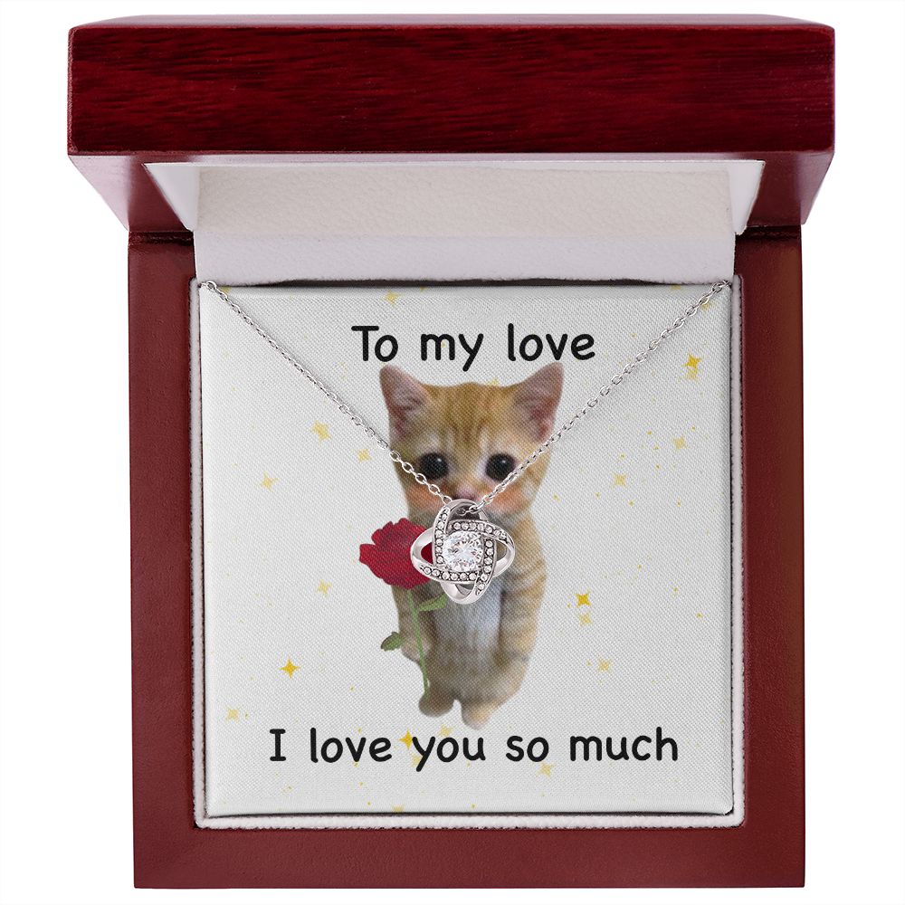 To my love- I love you so much cute cat Love Knot Necklace - StarShineBox -