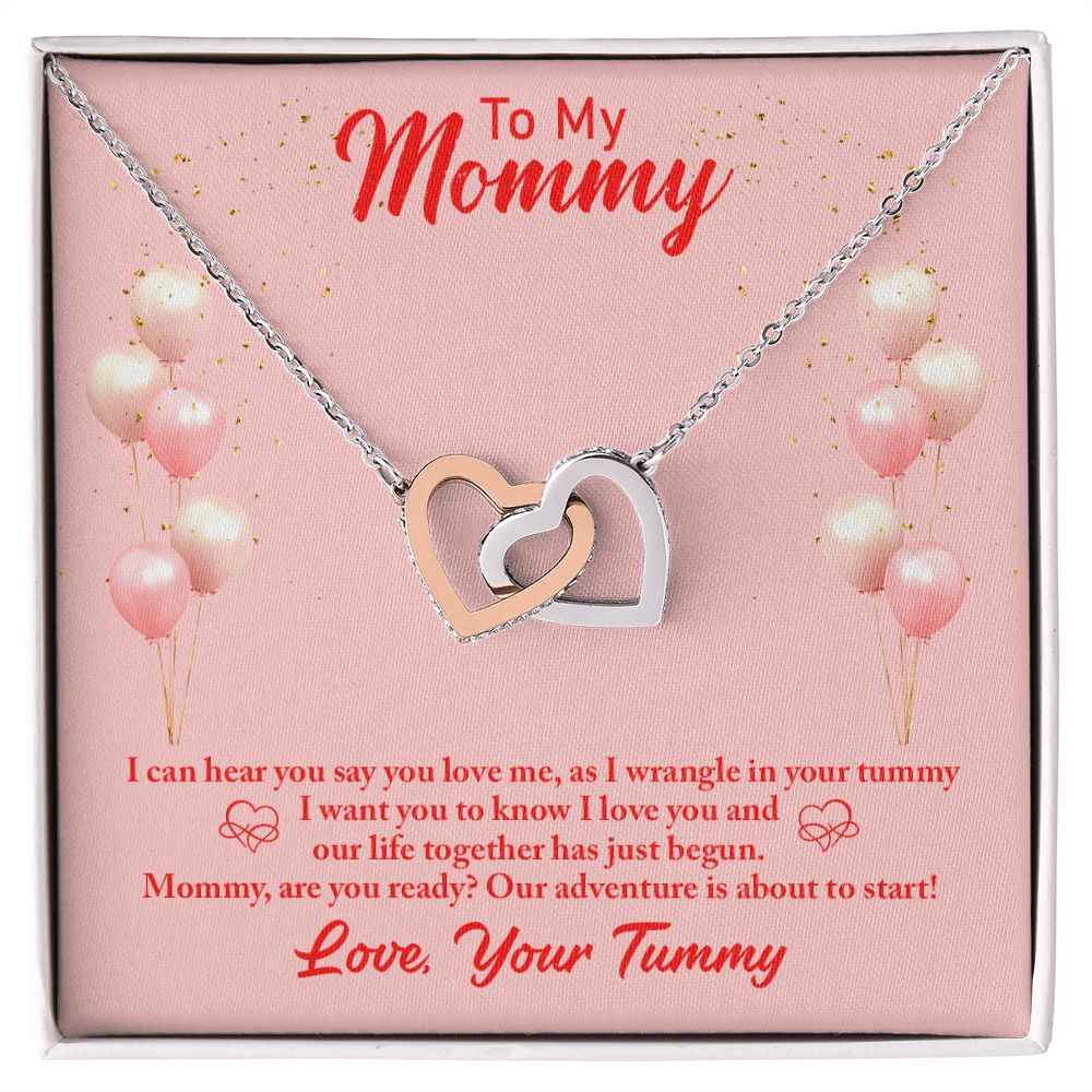 To my mommy-I can hear you Interlocking Hearts Necklace