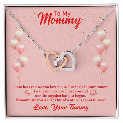 To my mommy-I can hear you Interlocking Hearts Necklace