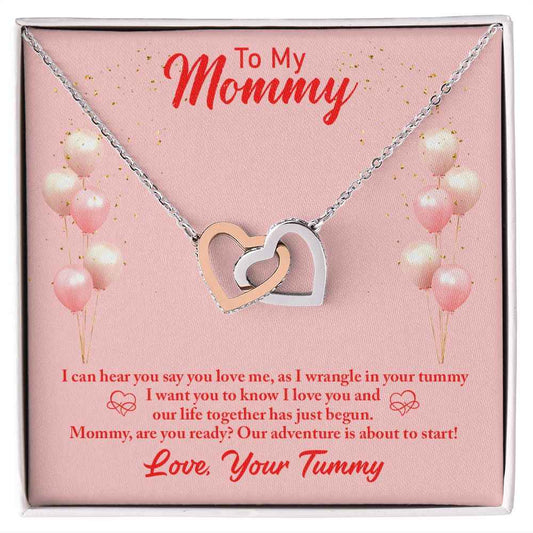 To my mommy-I can hear you Interlocking Hearts Necklace